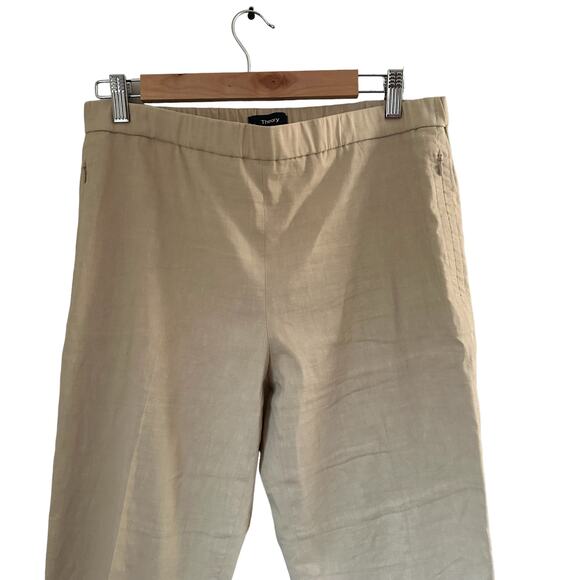 Theory Classic Minimalist Basic Pull On Eco  Organic Crunch Khaki Pants Size 10 - Picture 6 of 10